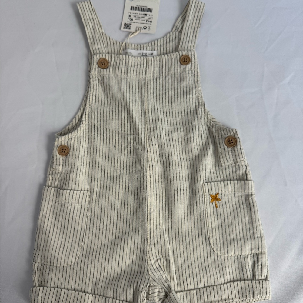 ZARA Striped Cream Overalls for baby 9-12 months